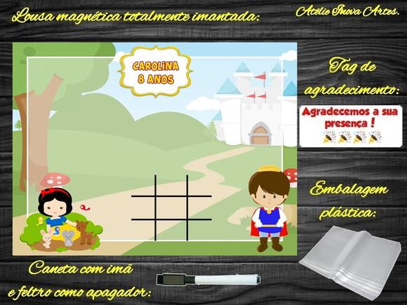 Lousa Magnética + Jogo da Velha a Branca de Neve c Embalagem