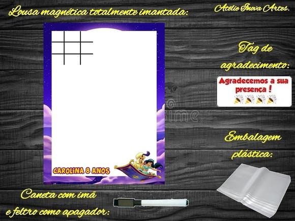 Lousa Magnética + Jogo da Velha Aladdin com Embalagem