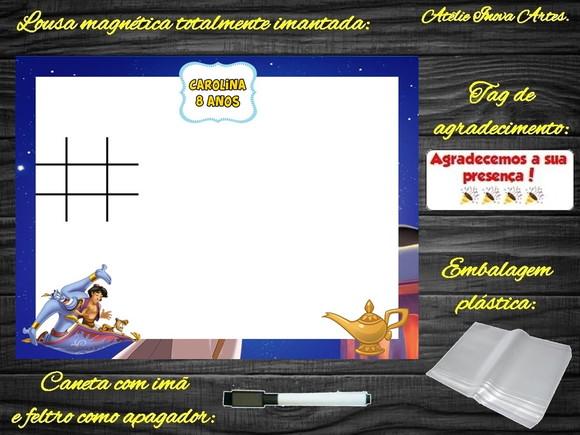 Lousa Magnética + Jogo da Velha Aladdin com Embalagem