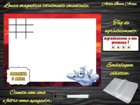 Lousa Magnética + Jogo da Velha Aladdin com Embalagem