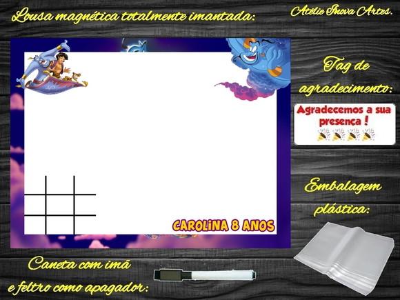 Lousa Magnética + Jogo da Velha Aladdin com Embalagem