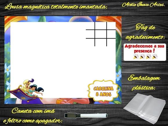 Lousa Magnética + Jogo da Velha Aladdin com Embalagem