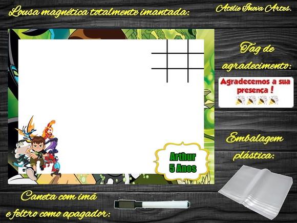 Lousa Magnética + Jogo da Velha Ben 10 com Embalagem