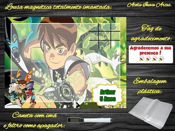 Lousa Magnética + Jogo da Velha Ben 10 com Embalagem