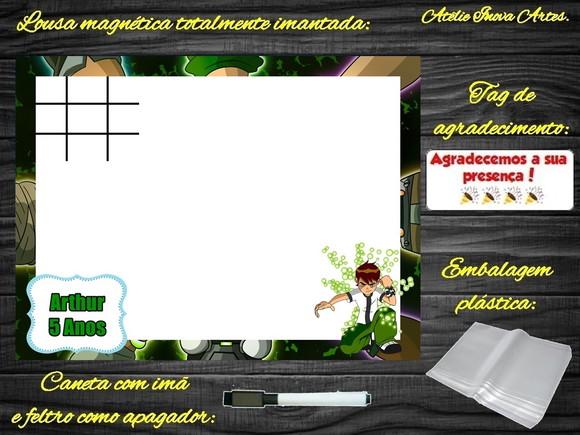 Lousa Magnética + Jogo da Velha Ben 10 com Embalagem