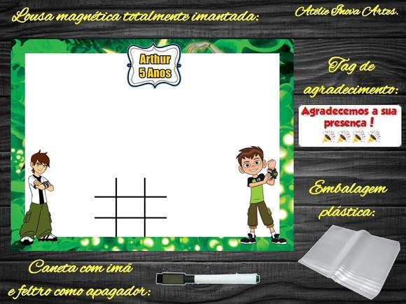 Lousa Magnética + Jogo da Velha Ben 10 com Embalagem