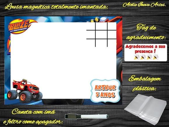 Lousa Magnética + Jogo da Velha Blaze com Embalagem