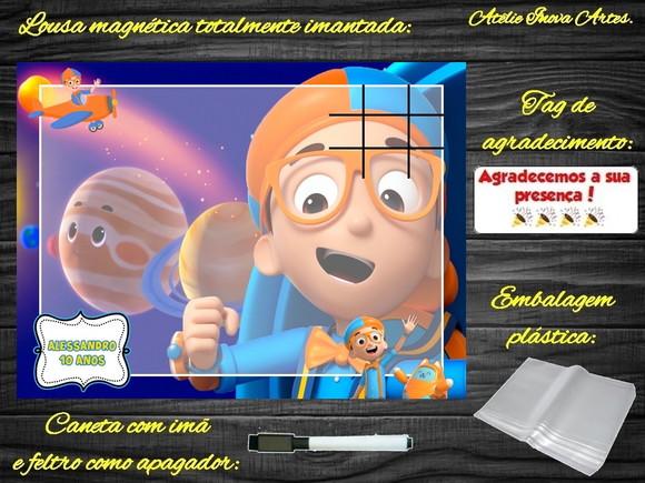 Lousa Magnética + Jogo da Velha Blippi Wonders com Embalagem