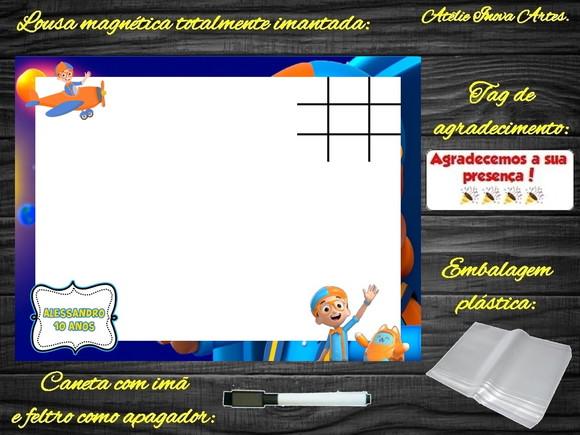 Lousa Magnética + Jogo da Velha Blippi Wonders com Embalagem