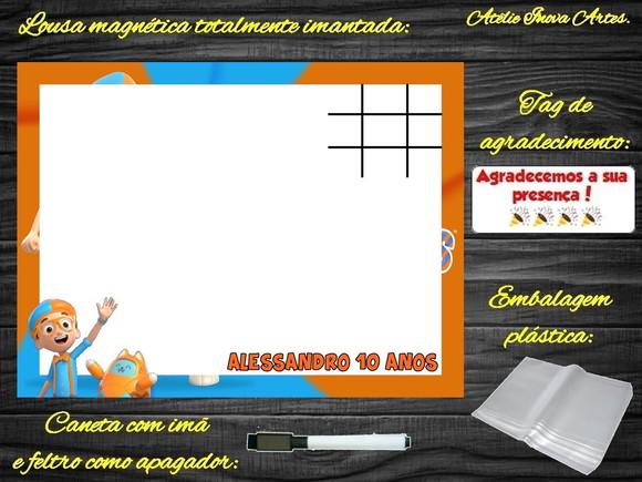 Lousa Magnética + Jogo da Velha Blippi Wonders com Embalagem