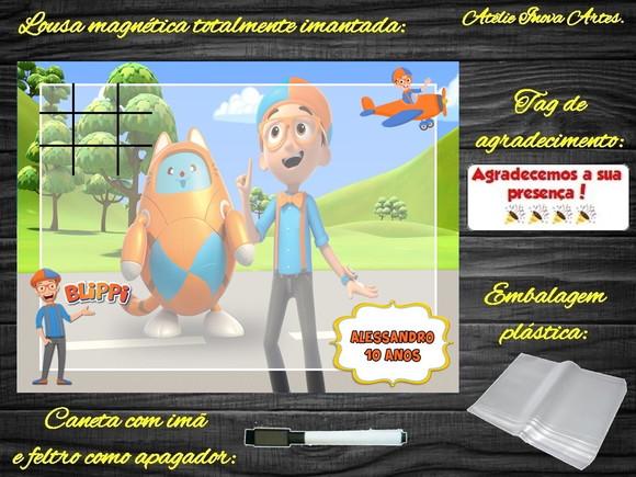 Lousa Magnética + Jogo da Velha Blippi Wonders com Embalagem