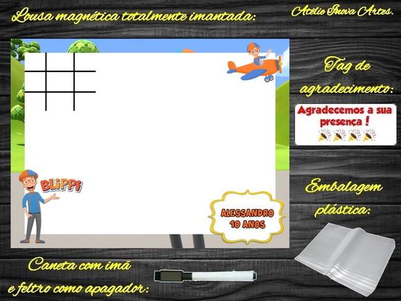 Lousa Magnética + Jogo da Velha Blippi Wonders com Embalagem