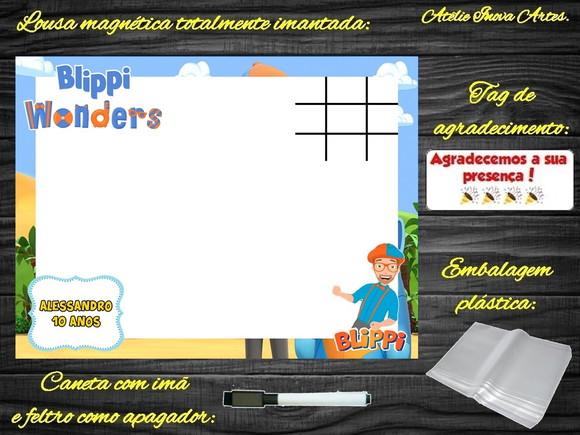 Lousa Magnética + Jogo da Velha Blippi Wonders com Embalagem