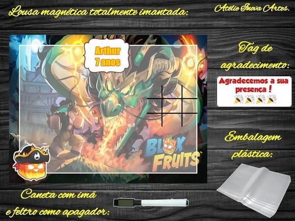 Lousa Magnética + Jogo da Velha Blox Fruits com Embalagem
