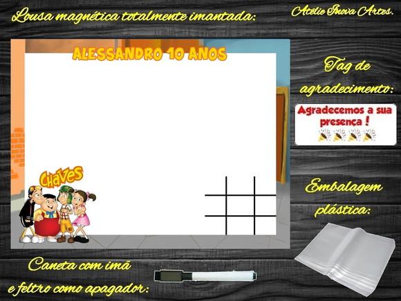 Lousa Magnética + Jogo da Velha Chaves com Embalagem