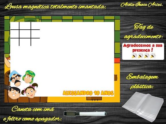 Lousa Magnética + Jogo da Velha Chaves com Embalagem