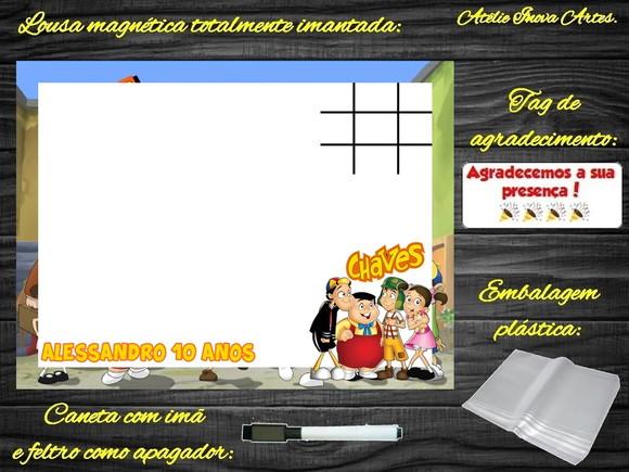 Lousa Magnética + Jogo da Velha Chaves com Embalagem