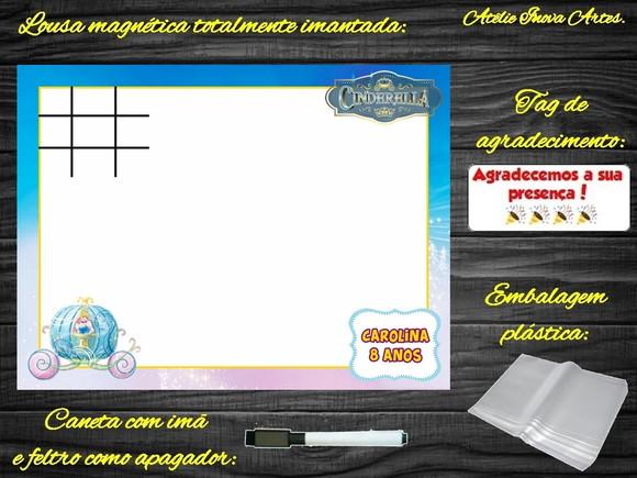 Lousa Magnética + Jogo da Velha Cinderela com Embalagem