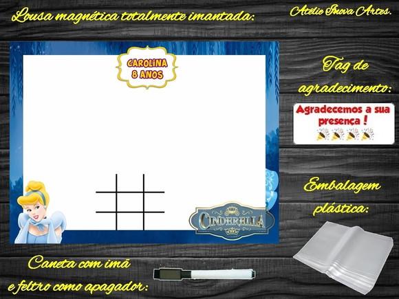 Lousa Magnética + Jogo da Velha Cinderela com Embalagem