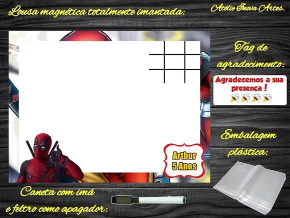 Lousa Magnética + Jogo da Velha Deadpool com Embalagem