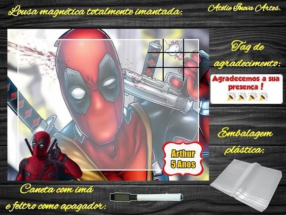 Lousa Magnética + Jogo da Velha Deadpool com Embalagem