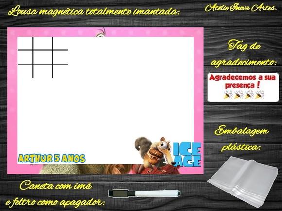 Lousa Magnética + Jogo da Velha Era do Gelo com Embalagem