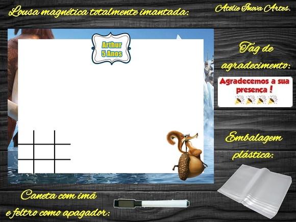 Lousa Magnética + Jogo da Velha Era do Gelo com Embalagem