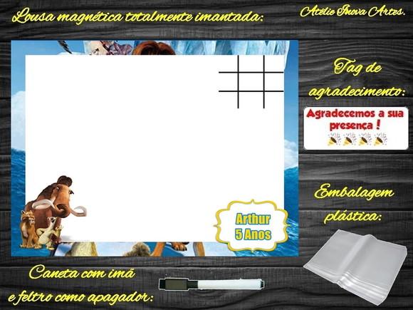 Lousa Magnética + Jogo da Velha Era do Gelo com Embalagem