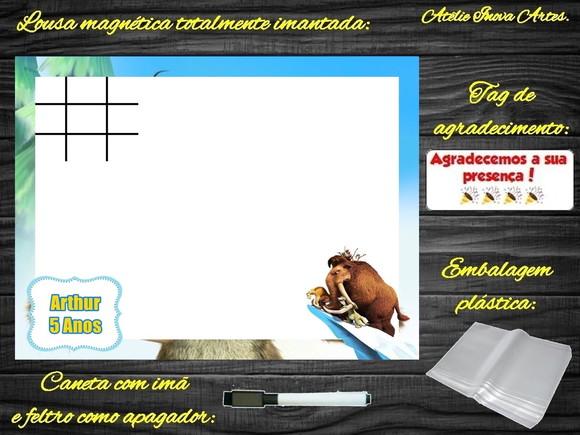 Lousa Magnética + Jogo da Velha Era do Gelo com Embalagem