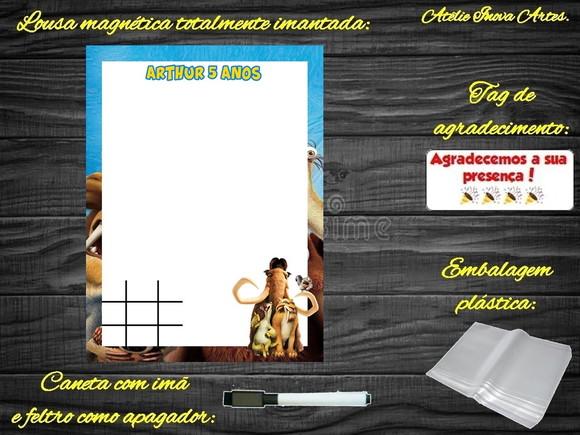 Lousa Magnética + Jogo da Velha Era do Gelo com Embalagem