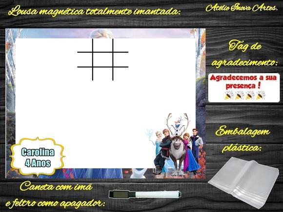 Lousa Magnética + Jogo da Velha Frozen com Embalagem
