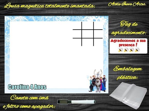Lousa Magnética + Jogo da Velha Frozen com Embalagem