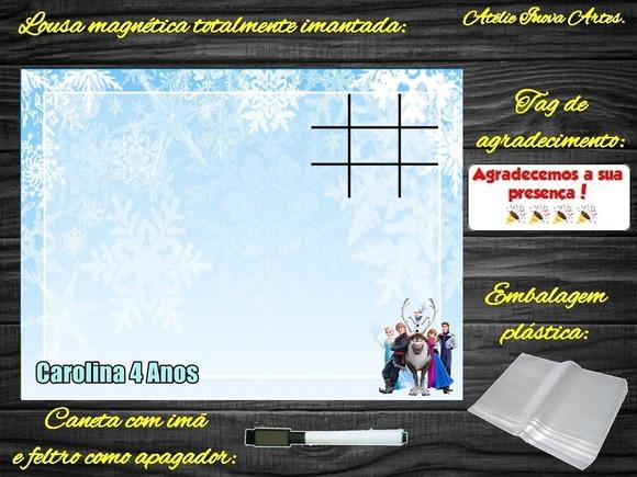 Lousa Magnética + Jogo da Velha Frozen com Embalagem