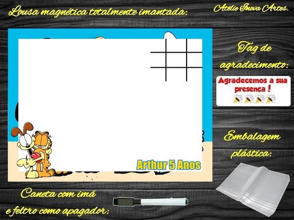 Lousa Magnética + Jogo da Velha Garfield com Embalagem
