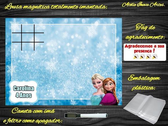 Lousa Magnética + Jogo da Velha Frozen com Embalagem
