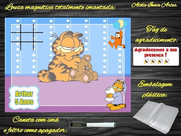 Lousa Magnética + Jogo da Velha Garfield com Embalagem