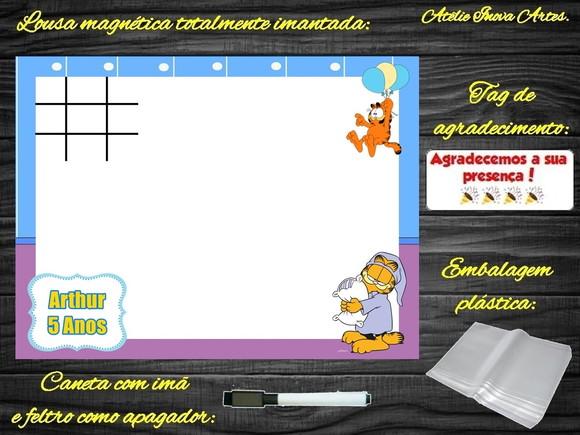 Lousa Magnética + Jogo da Velha Garfield com Embalagem