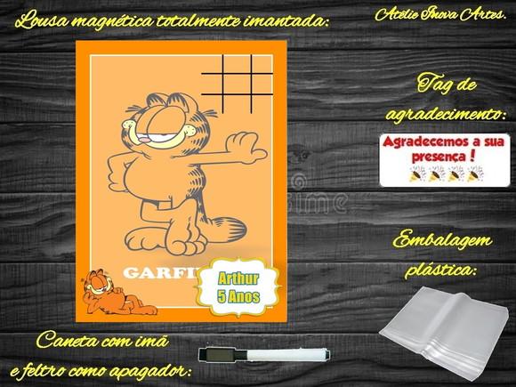 Lousa Magnética + Jogo da Velha Garfield com Embalagem