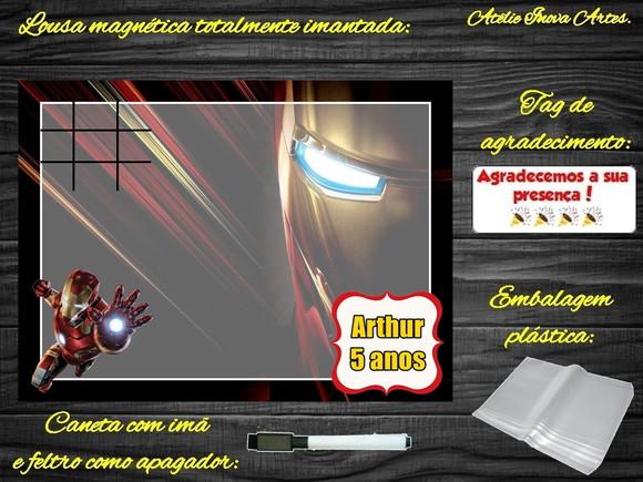 Lousa Magnética + Jogo da Velha Homem de Ferro com Embalagem