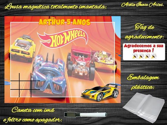 Lousa Magnética + Jogo da Velha Hot Wheels com Embalagem