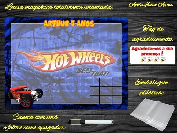 Lousa Magnética + Jogo da Velha Hot Wheels com Embalagem