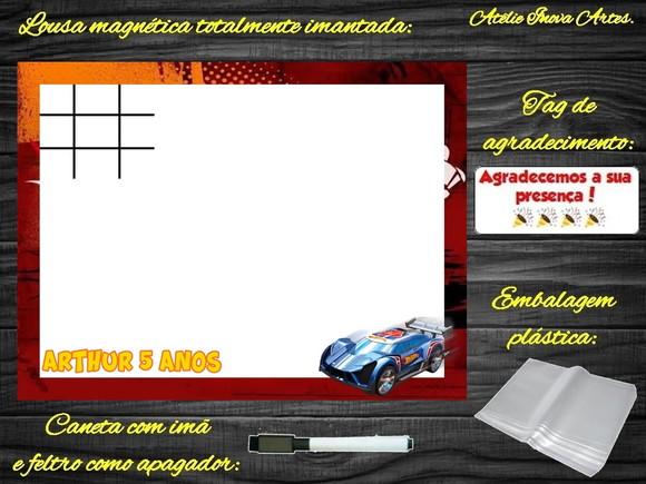 Lousa Magnética + Jogo da Velha Hot Wheels com Embalagem