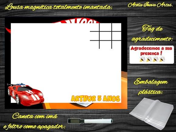 Lousa Magnética + Jogo da Velha Hot Wheels com Embalagem