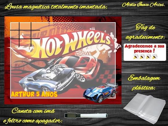 Lousa Magnética + Jogo da Velha Hot Wheels com Embalagem
