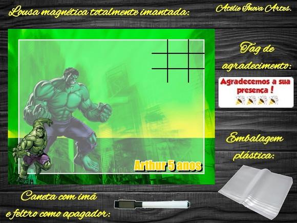 Lousa Magnética + Jogo da Velha Hulk com Embalagem