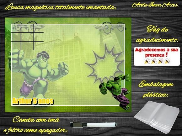 Lousa Magnética + Jogo da Velha Hulk com Embalagem