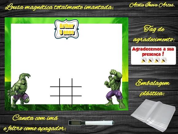 Lousa Magnética + Jogo da Velha Hulk com Embalagem