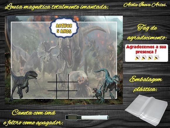 Lousa Magnética + Jogo da Velha Jurassic World com Embalagem