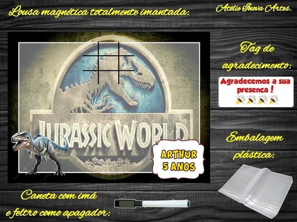 Lousa Magnética + Jogo da Velha Jurassic World com Embalagem
