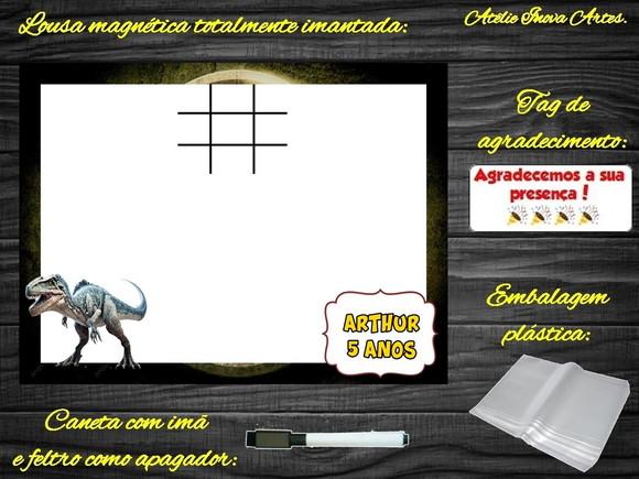 Lousa Magnética + Jogo da Velha Jurassic World com Embalagem